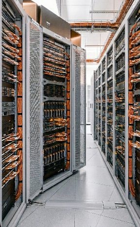 Rows of server and storage racks